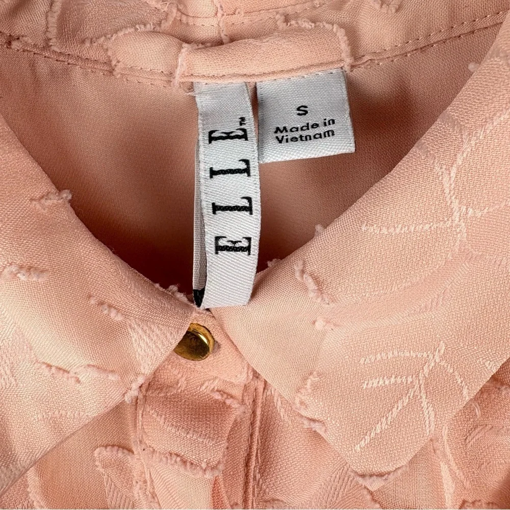 Elle Floral Dusty Rose Peach Sleeveless Blouse Floral Jacquard Weave Lace Small - Picture 5 of 12